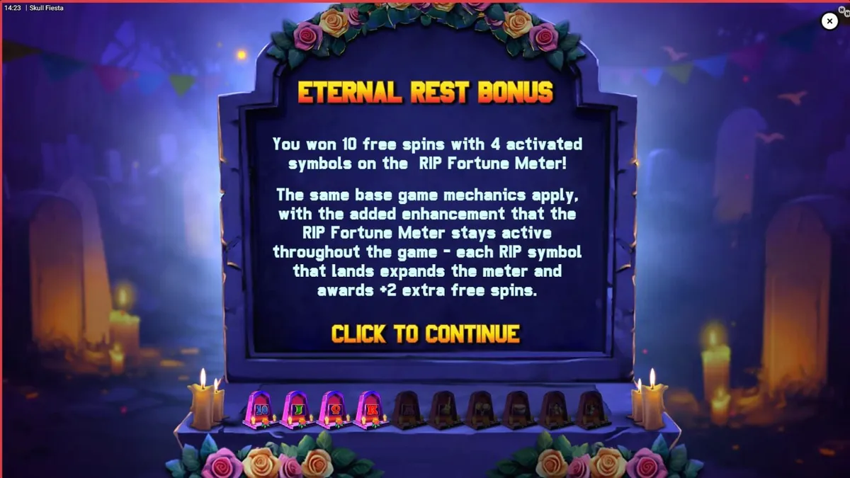 Skull Fiesta slot game interface sa isang mobile phone screen